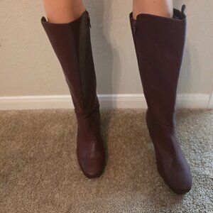 Lane Bryant Full Length Side Zipper Boots in Brown, Size 9W